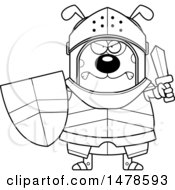 Clipart Of A Chubby Lineart Mad Dog Knight Royalty Free Vector Illustration by Cory Thoman