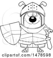 Clipart Of A Chubby Lineart Dog Knight Royalty Free Vector Illustration
