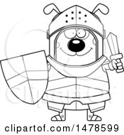 Chubby Outline Dog Knight Holding A Sword And Shield