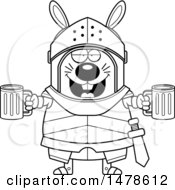 Poster, Art Print Of Chubby Lineart Rabbit Knight Holding Beers