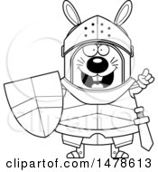 Poster, Art Print Of Chubby Lineart Rabbit Knight With An Idea