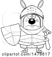 Poster, Art Print Of Chubby Lineart Sad Rabbit Knight