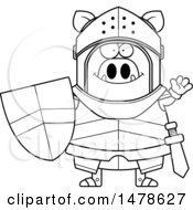 Poster, Art Print Of Chubby Outline Boar Knight Waving