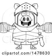 Poster, Art Print Of Chubby Outline Boar Knight Holding Beers