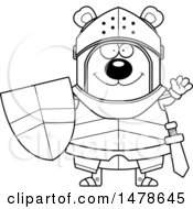 Chubby Lineart Bear Knight Waving
