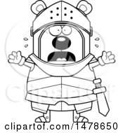 Clipart Of A Chubby Outline Scared Bear Knight Royalty Free Vector Illustration by Cory Thoman