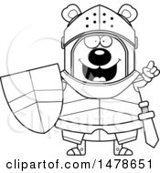 Clipart Of A Chubby Outline Bear Knight With An Idea Royalty Free Vector Illustration
