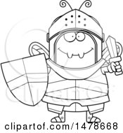 Chubby Outline Bee Knight Holding A Sword And Shield