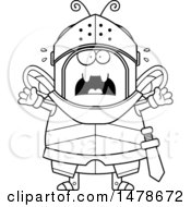 Clipart Of A Chubby Lineart Scared Bee Knight Royalty Free Vector Illustration