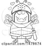 Poster, Art Print Of Chubby Outline Bee Knight With Love Hearts And Open Arms