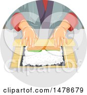 Pair Of Hands Rolling Sushi