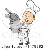 Male Chef Carrying Pots And Pans