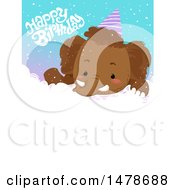 Cute Woolly Mammoth And Happy Birthday Text Over Copyspace