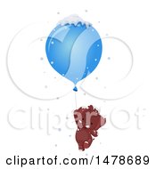 Clipart Of A Cute Woolly Mammoth With A Balloon And Snow Royalty Free Vector Illustration