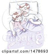 Poster, Art Print Of Sketched Dad And Son Sleeping