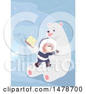 Boy Cuddling With A Polar Bear That Is Reading A Story