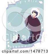 Poster, Art Print Of Girl Eskimo Fishing And Riding A Narwhal