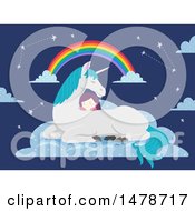 Poster, Art Print Of Girl Sleeping On A Unicorn