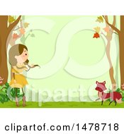 Poster, Art Print Of Border Of A Girl And Fox In The Woods