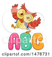Poster, Art Print Of Cute Owl Walking Over Abc Letters