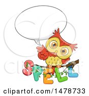 Poster, Art Print Of Cute Owl Talking Over Spell Text On A Branch