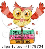 Poster, Art Print Of Cute Owl Flying With School Books