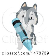 Poster, Art Print Of Cute Arctic Wolf Dog Holding A Crayon