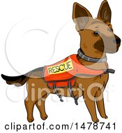 Poster, Art Print Of German Shepherd Dog Wearing A Rescue Vest