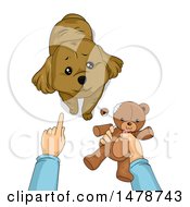 Poster, Art Print Of Dog Being Reprimanded By His Owner After Tearing Up A Teddy Bear