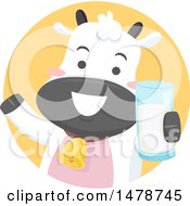 Poster, Art Print Of Cute Dairy Cow Holding A Glass Of Milk
