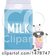Poster, Art Print Of Cute Dairy Cow By A Giant Carton Of Milk