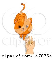 Poster, Art Print Of Cat Looking Up To A Hand Holding A Treat