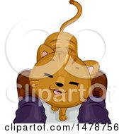 Clipart Of A Cat Looking Up Between A Persons Feet Royalty Free Vector Illustration