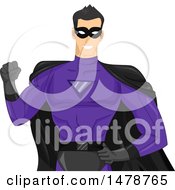 Poster, Art Print Of Male Super Hero In A Black And Purple Costume