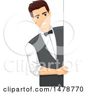 Poster, Art Print Of Happy Male Bartender Looking Around A Board