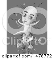 Poster, Art Print Of Grayscale Man Hallucinating Over Mushrooms