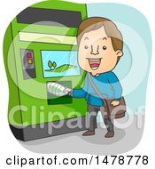 Poster, Art Print Of Man Using A Recycling Machine