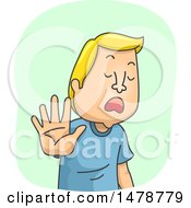 Clipart Of A Man Holding Out His Hand And Refusing Conversation Royalty Free Vector Illustration