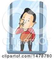 Poster, Art Print Of Man Smoking A Cigarette In A Cubicle