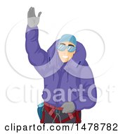 Clipart Of A Mountaineering Man Waving Royalty Free Vector Illustration