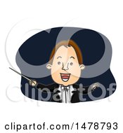 Clipart Of A Happy Orchestra Conductor Royalty Free Vector Illustration by BNP Design Studio