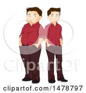 Clipart Of A Man Shown Before And After Weight Loss Royalty Free Vector Illustration
