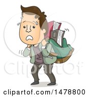 Clipart Of A College Student Carrying A Heavy Backpack Full Of Books Royalty Free Vector Illustration