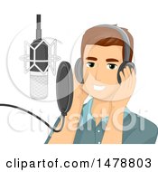 Clipart Of A Male Singer Performing A Song In A Studio Royalty Free Vector Illustration