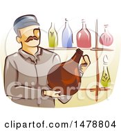 Clipart Of A Man With A Glass Bottle Collection Royalty Free Vector Illustration