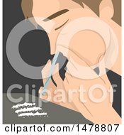 Clipart Of A Man Snorting Lines Of Cocaine Royalty Free Vector Illustration