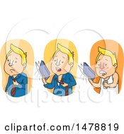 Clipart Of A Man Shown Hot Hotter And Super Hot Royalty Free Vector Illustration