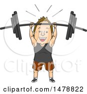 Poster, Art Print Of Man Lifting A Heavy Barbell Over His Head