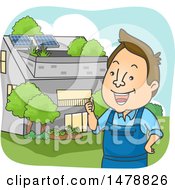 Poster, Art Print Of Man Standing Near A House With Solar Panels