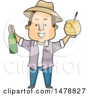 Poster, Art Print Of Happy Farmer Holding Wine And Honey